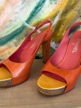 CHANEL Peep-Toe Slingback Heels